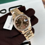 Rolex Day-Date Best Replica Watch Gold Wrapped + Diamonds Moissanite Baguette 36mm - Image 4