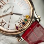 Chopard Happy Sport Replica Watch Red Leather Strap 36mm - Image 3