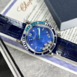 Chopard Happy Sport Replica 1:1 Watch Blue Dial Leather Strap 36mm - Image 2