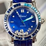 Chopard Happy Sport Replica 1:1 Watch Blue Dial Leather Strap 36mm - Image 3