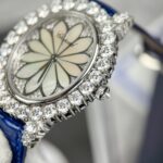 Chopard Women-s Replica Watch Full Diamond Moissanite Blue 34mm - Image 5