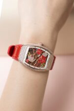 Franck Muller Replica Watch Vanguard V32 Skeleton Red Flower Dial 36mm - Image 4