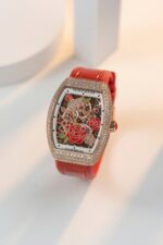 Franck Muller Replica Watch Vanguard V32 Skeleton Red Flower Dial 36mm