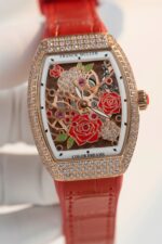 Franck Muller Replica Watch Vanguard V32 Skeleton Red Flower Dial 36mm - Image 3