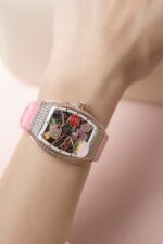 Franck Muller Replica Watches Vanguard V32 Skeleton Pink Flower Dial 36mm - Image 3