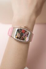 Franck Muller Replica Watches Vanguard V32 Skeleton Pink Flower Dial 36mm - Image 4