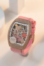 Franck Muller Replica Watches Vanguard V32 Skeleton Pink Flower Dial 36mm