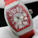 Franck Muller V32 Vanguard Lady Heart Red Replica Watch Diamonds Moissanite Custom 36mm - Image 3