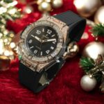 Hublot Big Bang One Click Black Dial Replica Watches Gold Wrapped + Moissanite Diamonds Baguette 39mm - Image 3