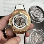 Hublot Best Replica Watch Big Bang Sang Bleu II King Gold White Dial BBF 45mm - Image 4