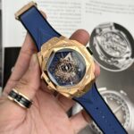 Hublot Replica Watch Big Bang Sang Bleu II King Gold Blue Dial BBF 45mm - Image 4