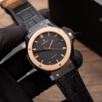 Hublot Classic Fusion Ceramic Demi Rose Replica Watch Leather Strap GSF 42mm