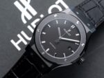 Hublot Classic Fusion Replica Watch Ceramic Carbon Dial Leather Strap GS Factory 42mm - Image 3