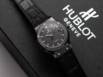 Hublot Classic Fusion Ceramic Carbon Dial Replica Watch Leather Strap GSF 42mm - Image 3