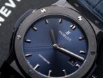 Hublot Classic Fusion Ceramic Blue Dial Replica Watch Leather Strap GS Factory 42mm - Image 4