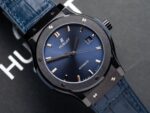 Hublot Classic Fusion Ceramic Blue Dial Replica Watch Leather Strap GS Factory 42mm - Image 2