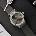 Hublot Classic Fusion Replica Watch Custom Moissanite Diamonds Gray 33mm - Image 3