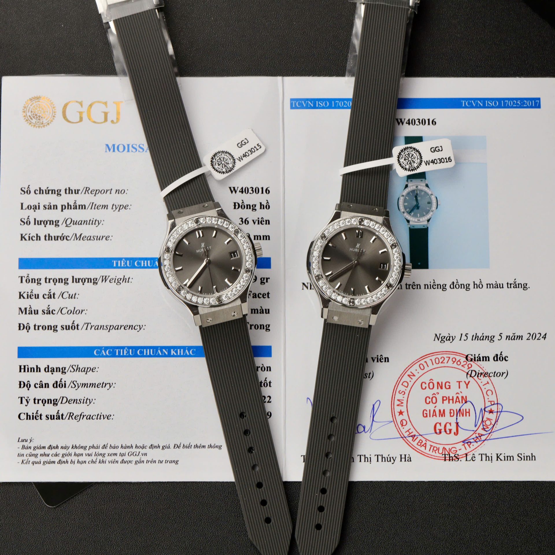 Dong-Ho-Hublot-Classic-Fusion-Che-Tac-Dinh-Kim-Cuong-Moissanite-Mau-Xam-33mm-5.jpg Hublot Classic Fusion Replica Watch Custom Moissanite Diamonds Gray 33mm - Image 1