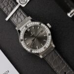 Hublot Classic Fusion Replica Watch Custom Moissanite Diamonds Gray 33mm - Image 4