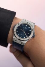 Hublot Replica 11 Watch Classic Fusion Full Natural Diamond Blue Dial 42mm - Image 6
