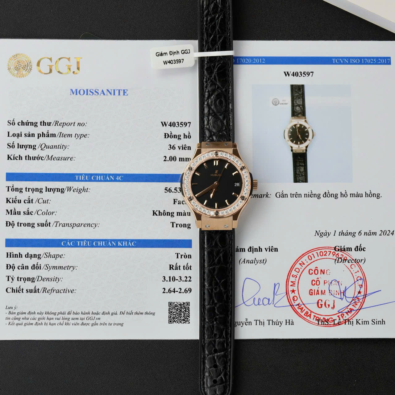 Dong-Ho-Hublot-Classic-Fusion-King-Gold-Che-Tac-Vien-Dinh-Kim-Cuong-Moissanite-33mm-1.jpg Hublot Classic Fusion King Gold Replica Watches Custom Moissanite Diamonds 33mm - Image 1