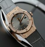 Hublot Classic Fusion King Gold Replica Watches Gray Dial Diamonds CZ HB Factory 42mm - Image 3