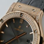 Hublot Classic Fusion King Gold Replica Watches Gray Dial Diamonds CZ HB Factory 42mm - Image 5