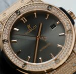Hublot Classic Fusion King Gold Replica Watches Gray Dial Diamonds CZ HB Factory 42mm - Image 4