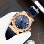Hublot Classic Fusion King Gold Replica Watch Dial Blue Movement SW300 Crocodile Leather Strap 42mm - Image 2