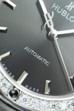 Hublot Classic Fusion Dial Gray Replica Watch Bezel Diamonds Moissanite 38mm - Image 6