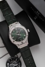 Hublot Classic Fusion Titanium Green Full Diamond Replica Watch 38mm - Image 2