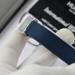 Hublot Classic Fusion Titanium Dial Blue Replica Watch Custom Moissanite Diamonds 33mm - Image 6