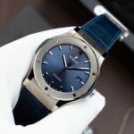 Hublot Classic Fusion Titanium Blue Replica Watches Movement SW300 Crocodile Leather Strap 42mm - Image 3