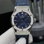 Hublot Classic Fusion Titanium Bezel Diamonds Blue Color Replica Watch HB Factory 42mm