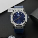 Hublot Classic Fusion Titanium Replica Watches Blue Dial Custom Moissanite Diamonds 42mm - Image 2