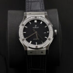 Hublot Classic Fusion Titanium Replica Watch Black Dial Custom Moissanite Diamonds 42mm - Image 2