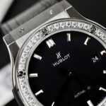 Hublot Classic Fusion Titanium Replica Watch Black Dial Custom Moissanite Diamonds 42mm - Image 5