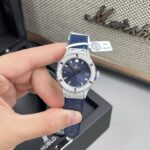 Hublot Replica Watch Classic Fussion Custom Blue Dial Moissanite Diamonds 33mm - Image 2