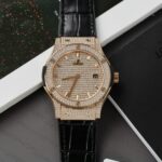 Hublot Classic Fussion King Gold Knock Off Watches Custom Full Moissanite Diamonds 42mm - Image 2