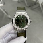 Hublot Replica 11 Watch Green With Diamond Bezel HB Factory 38mm