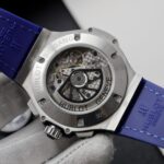 Hublot Fake Watch Big Bang Chronograph Blue Custom Moissanite Diamonds 44mm - Image 10