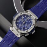 Hublot Fake Watch Big Bang Chronograph Blue Custom Moissanite Diamonds 44mm - Image 4