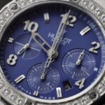 Hublot Fake Watch Big Bang Chronograph Blue Custom Moissanite Diamonds 44mm - Image 5