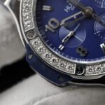 Hublot Fake Watch Big Bang Chronograph Blue Custom Moissanite Diamonds 44mm - Image 6