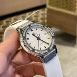 Hublot Replica Watch Classic Fusion White Dial Custom Moissanite Diamonds 38mm - Image 5