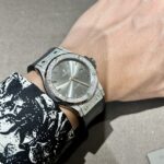 Hublot Replica Watch With Full Diamond Moissanite Diamonds Gray Dial Leather Strap 42mm - Image 6