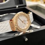 Hublot Replica Watches Classic Fusion King Gold White Dial Custom Moissanite Diamonds 38mm - Image 5