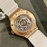 Hublot Replica Watches Classic Fusion King Gold White Dial Custom Moissanite Diamonds 38mm - Image 7