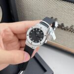 Hublot Classic Fusion Replica Watch Black Dial Custom Moissanite Diamonds 33mm - Image 3