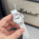 Hublot Replica Watch Classic Fusion White Dial Custom Moissanite Diamonds 33mm - Image 2